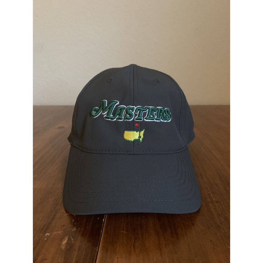 Masters Golf Ahead Performance Hat Gray Flag Logo Adjustable Strap Back Stretch